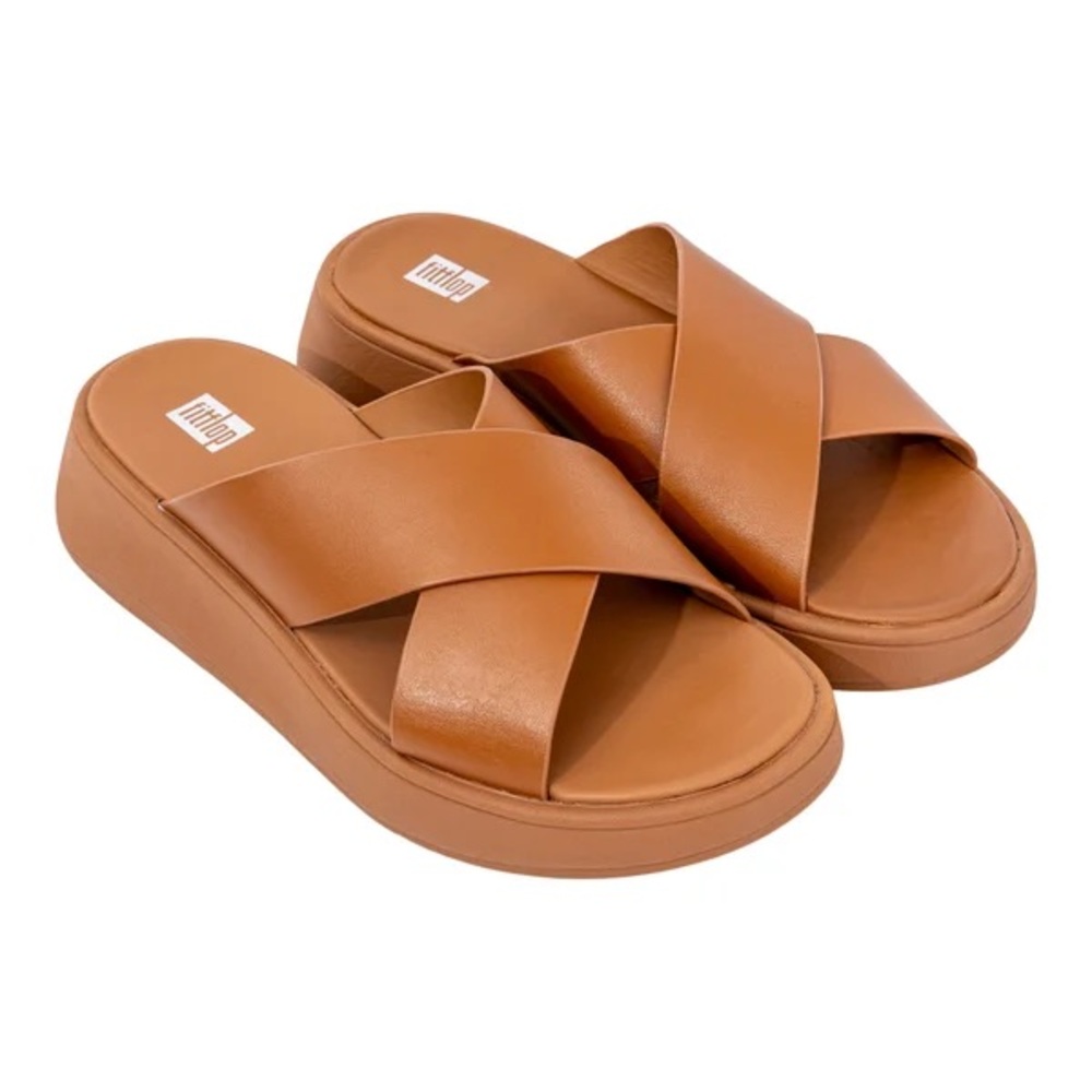 FitFlop - Women's F-MODE Leather Flatform Cross Slides Sandals